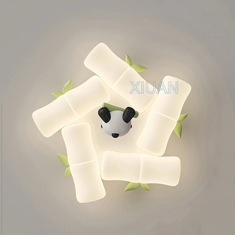 plafonnier panda en bambou pour chambre d'enfant et maternelle - vue 5 sur 8