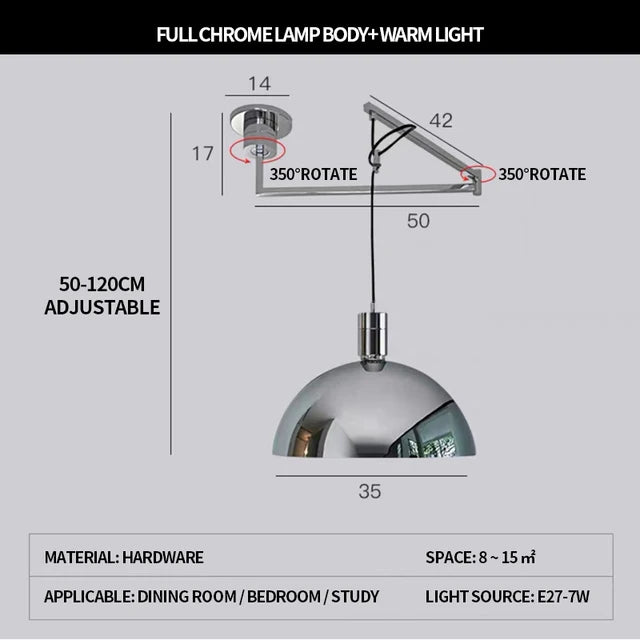 lustre pliable moderne nordique design télescopique pour intérieur contemporain - vue 10 sur 14