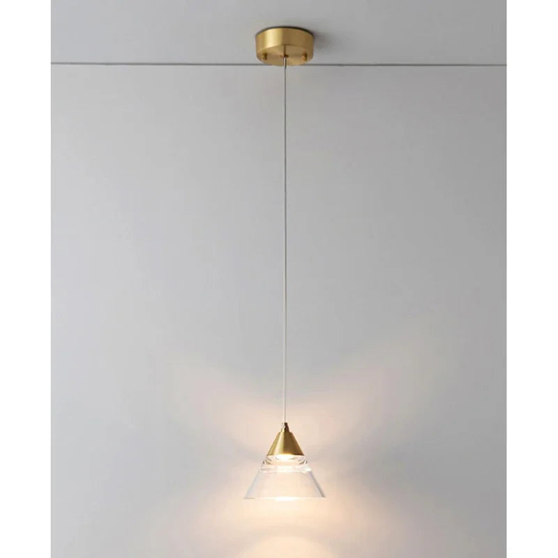 Lamp Modern Acrylic Pendant Light Fixtures Gold, Mini Pendant Lighting For Kitchen Island, Dining Room, Bedroom, Hallway, Kitch - vue 5 sur 7