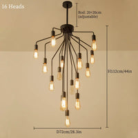 lustre rétro en fer avec led pour décoration intérieure