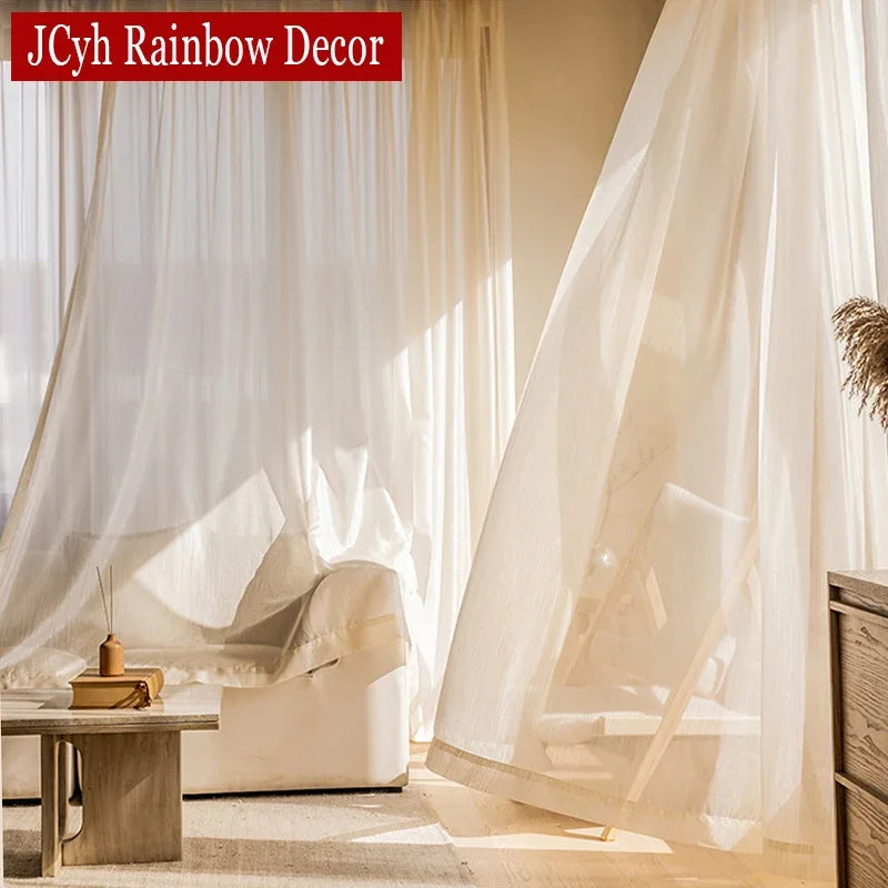 Voilage tulle scintillant moderne pour salon chambre fenêtre - vue 2 sur 8