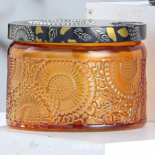 pot à bougie en relief en verre avec couvercle pour aromathérapie - vue 13 sur 13