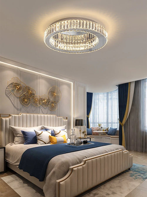 lustre en or et argent avec led dimmable rond - vue 5 sur 11