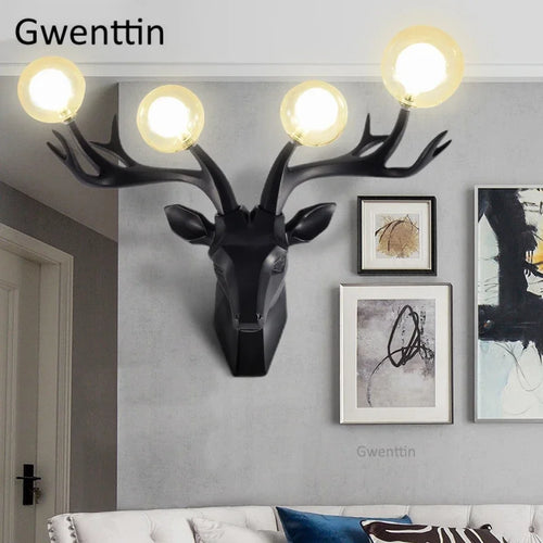 applique murale moderne en résine bois de cerf à led - vue 4 sur 9