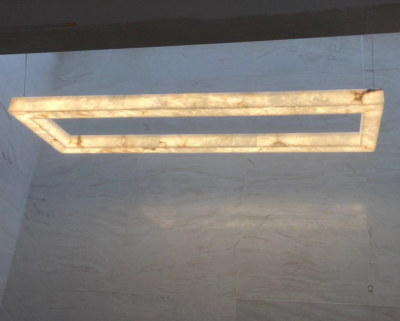 Lustre Rétro américain rectangulaire LED marbre noir plafond éclairage pour salle à manger - vue 5 sur 10
