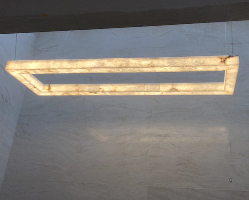 Lustre Rétro américain rectangulaire LED marbre noir plafond éclairage pour salle à manger - vue 6 sur 10
