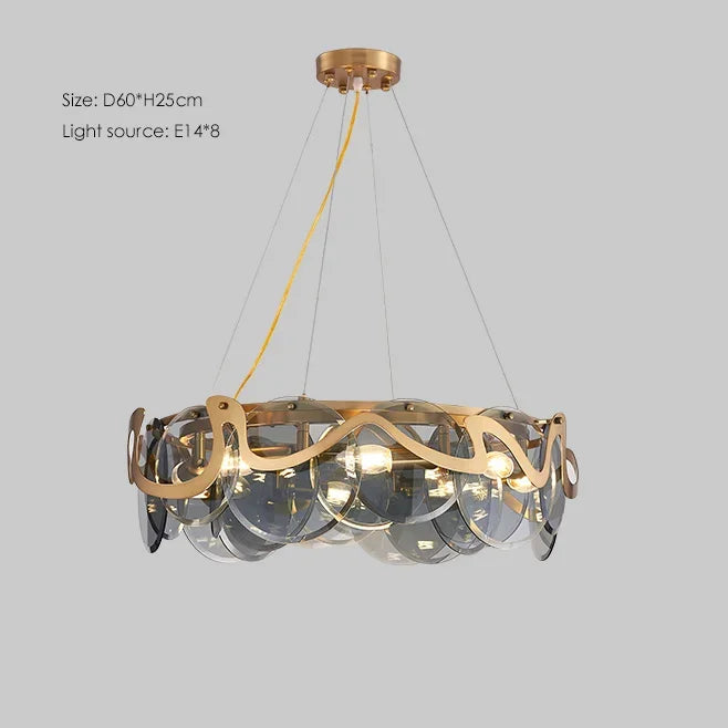 lustre post-moderne en verre simple pour salon luxueux - vue 8 sur 10