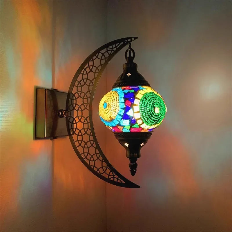 applique murale rétro bohème en forme de lune décorative artisanale - vue 11 sur 14