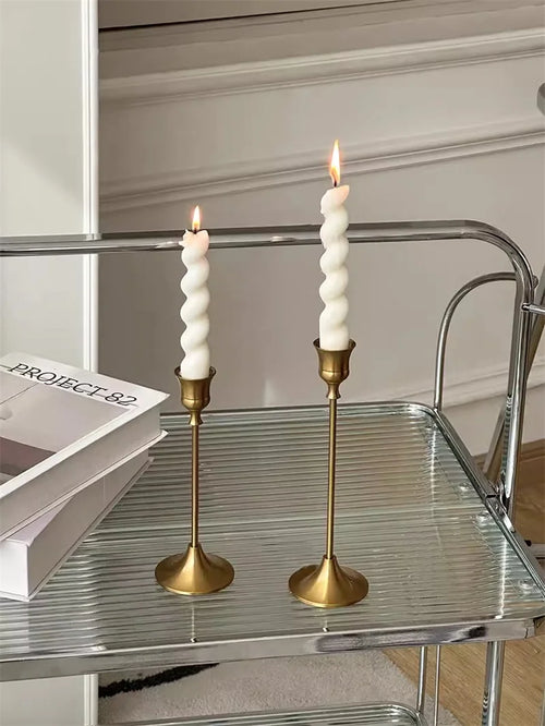 kit bougeoirs en laiton doré pour décorations festives et mariages - vue 6 sur 11