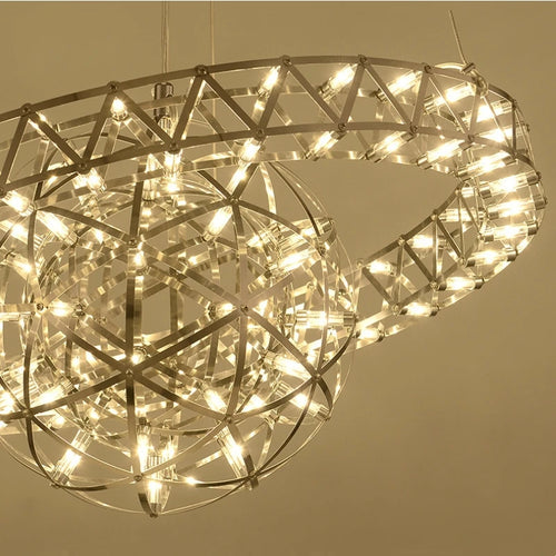 lustre sphérique raimond satellite en acier inoxydable led décor - vue 7 sur 9