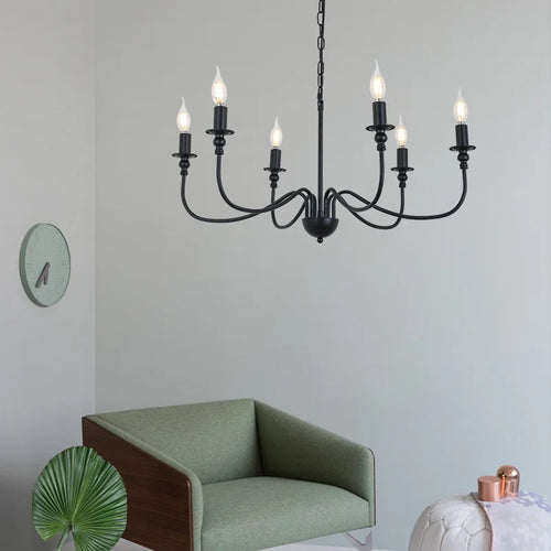 lustre en fer noir avec éclairage led pour intérieur moderne - vue 5 sur 6