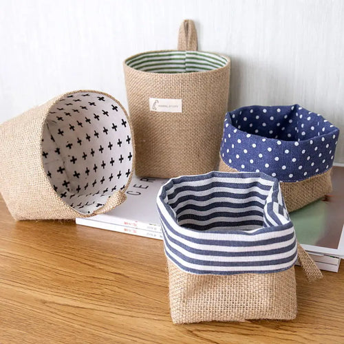 lot de 3 paniers suspendus en toile de jute pour rangement décoratif - vue 3 sur 13