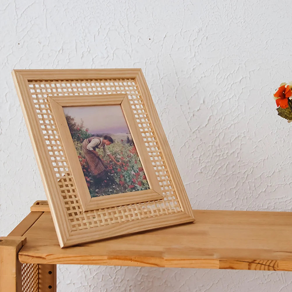 cadre photo bohème en osier pour décoration unique et moderne - vue 6 sur 7