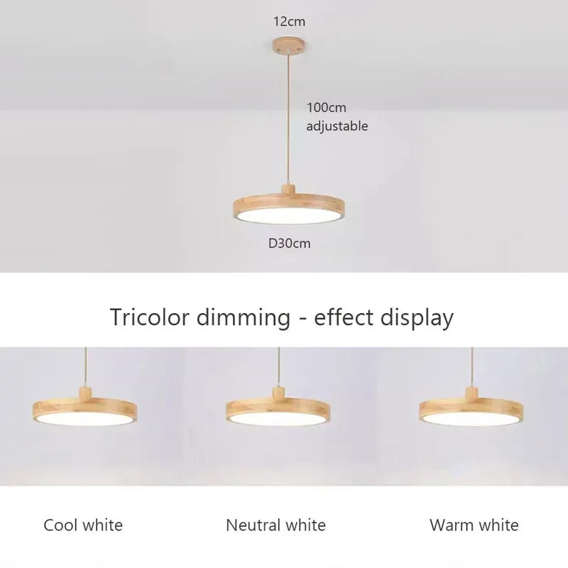 Lustre LED japonais à tête unique en rondins - vue 5 sur 13