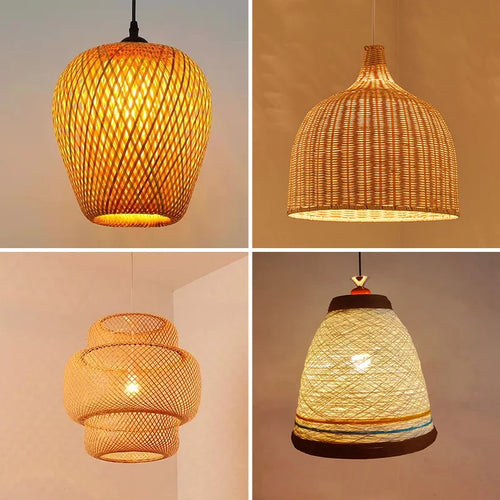 Suspension Bambou rotin lumière lampara Techo bambou paille lustre lumière décoration de la maison Art déco plafond suspension lustre - vue 3 sur 18