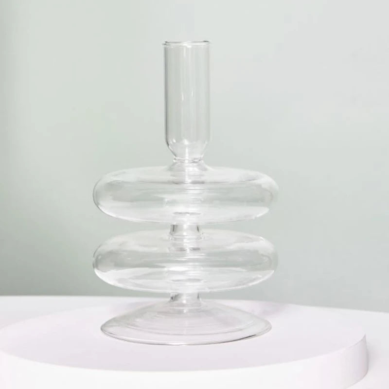 bougeoirs coniques en verre pour décoration de table de mariage - vue 12 sur 32