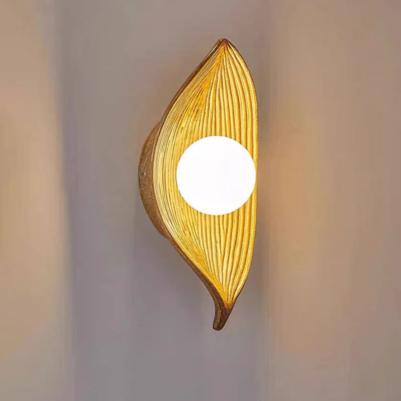 applique murale artistique en résine et verre en forme de feuille pour éclairage d'allée - vue 5 sur 6