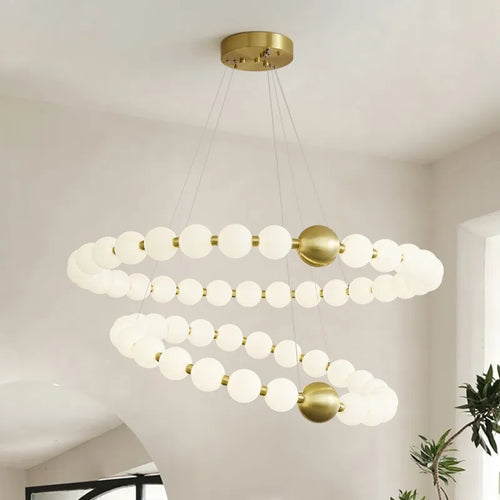 Anneau rond nordique LED lustre de plafond acrylique or pour salle à manger salon Table centrale chambre suspension éclairage décor luminaire - vue 2 sur 19