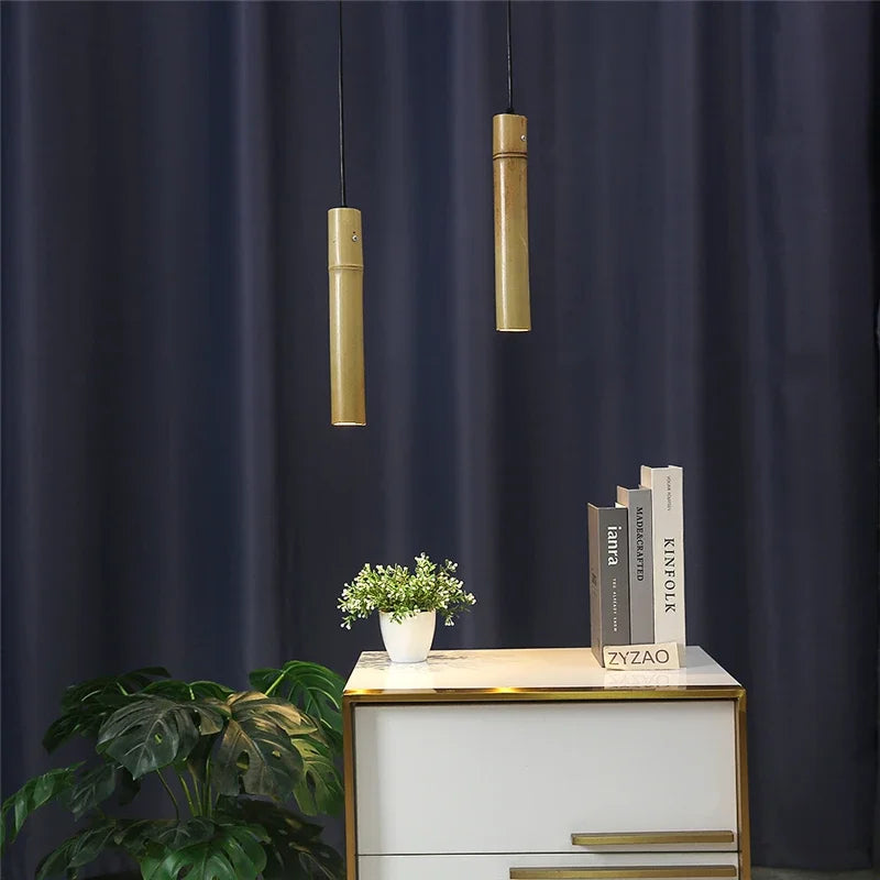 suspension en bambou style minimaliste chinois led - vue 4 sur 7