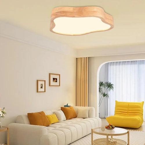 Lampe nordique bois forme nuage montée plafonnier - vue 6 sur 6