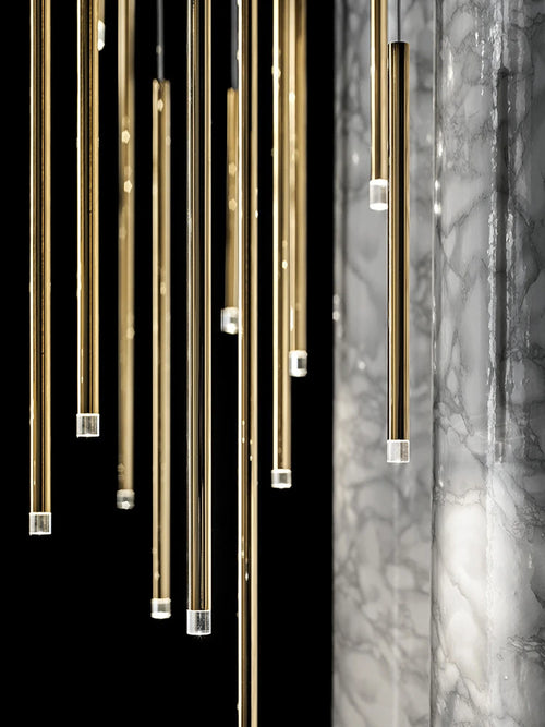 lustre minimaliste postmoderne en métal led double loft éclairage intérieur - vue 2 sur 17