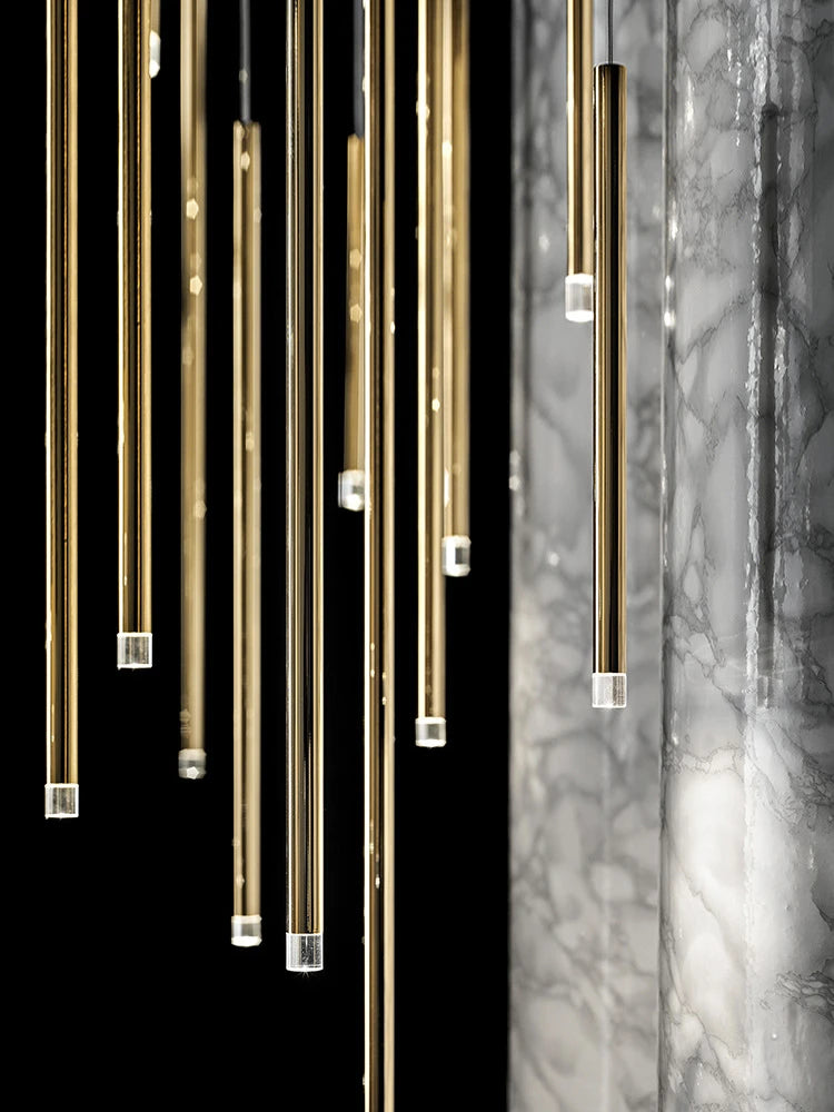 lustre minimaliste postmoderne en métal led double loft éclairage intérieur - vue 2 sur 17