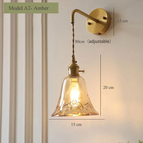 applique murale vintage en verre avec douille en laiton - vue 19 sur 21