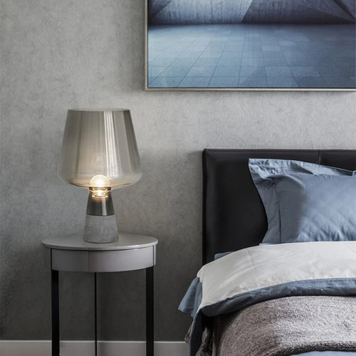 lampe de table moderne en ciment et verre décoration nordique - vue 4 sur 6