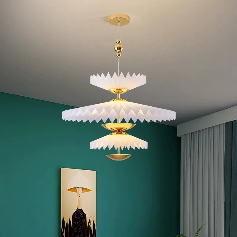 lustre plissé pliant minimaliste led soucoupe volante - vue 2 sur 12