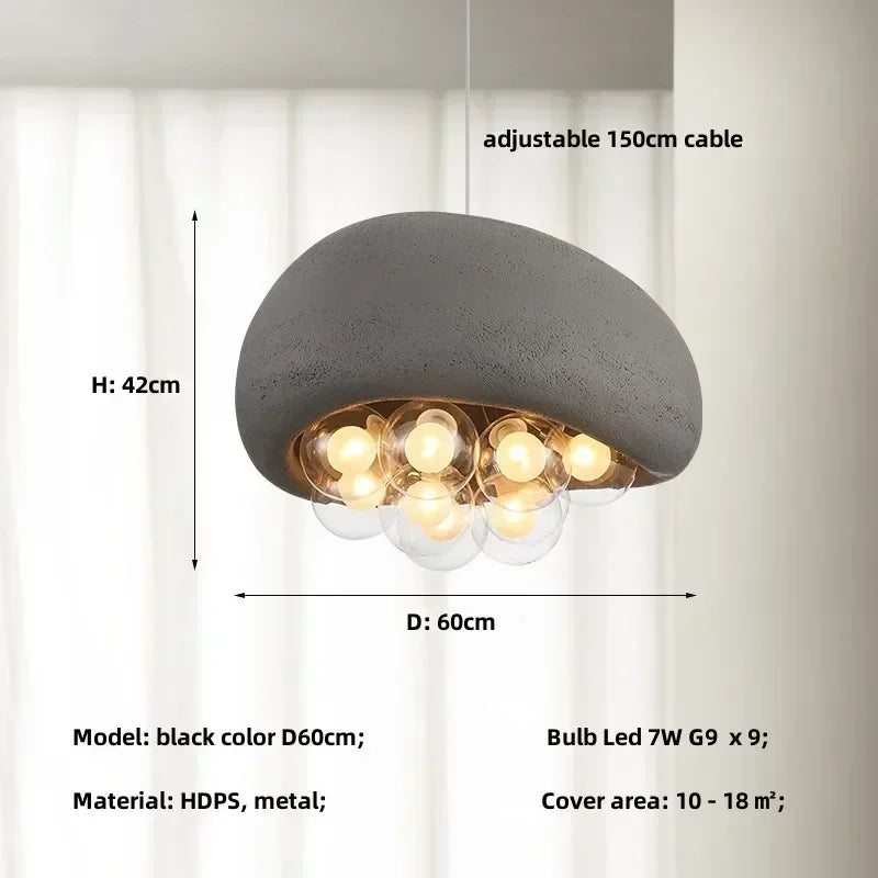 lustre suspendu minimaliste style wabi sabi avec éclairage led - vue 12 sur 12