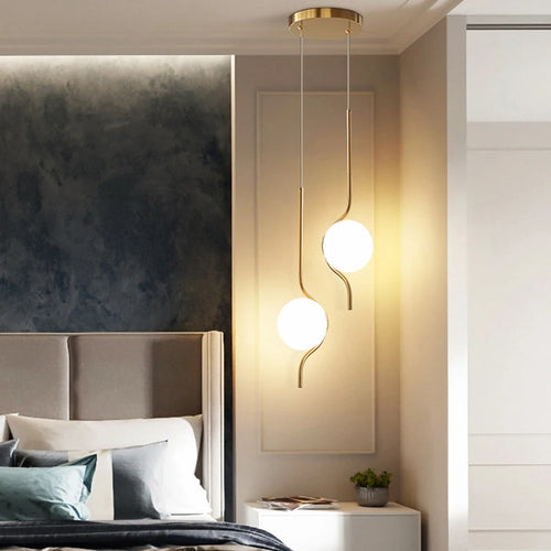 suspension en verre laiteux led créatives art déco - vue 2 sur 8