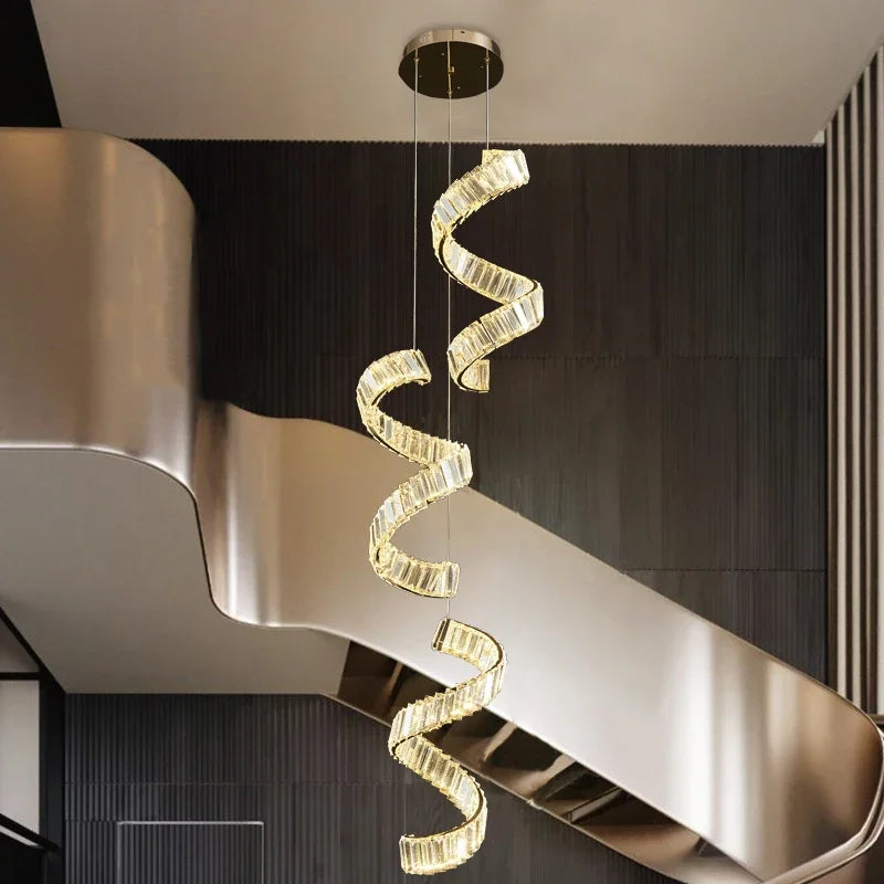 Luxury Restaurant LED Crystal Chandelier Modern High-end Design Gold/Silver Dimming Lamp Bar Kitchen Island Stair Pendant Lights - vue 6 sur 12