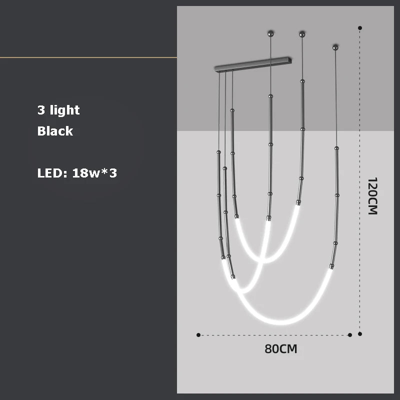 lustre art déco en métal noir avec éclairage led - vue 8 sur 16