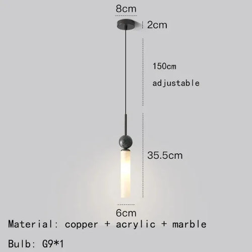 suspension en marbre et cuivre pour éclairage intérieur moderne - vue 8 sur 16