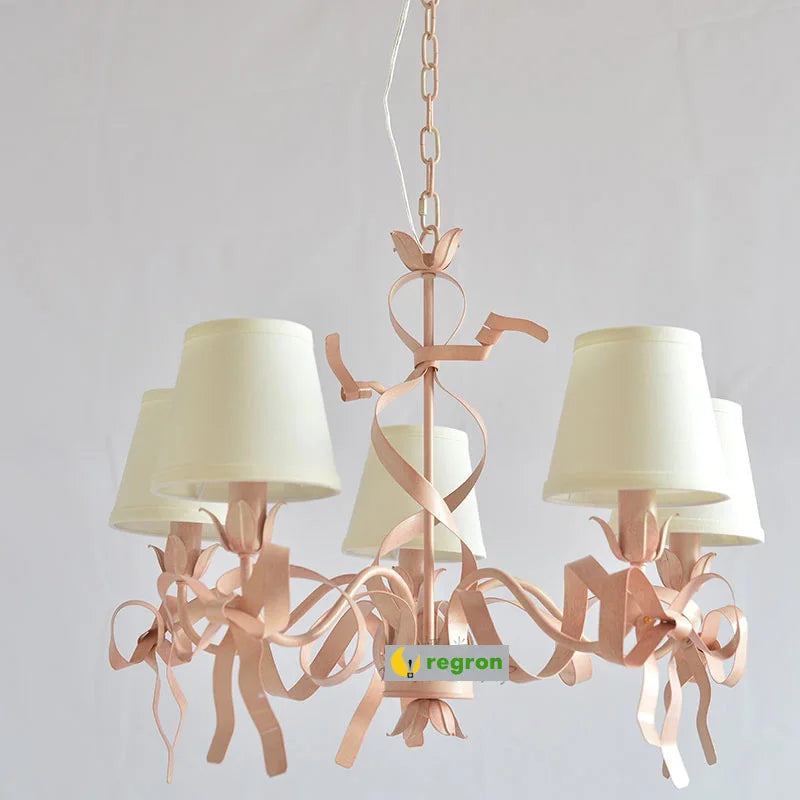 lustre en ruban rose pour chambre d'enfant élégante - vue 3 sur 14
