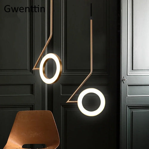 lustre anneau lune suspension moderne pour décoration intérieure - vue 2 sur 7