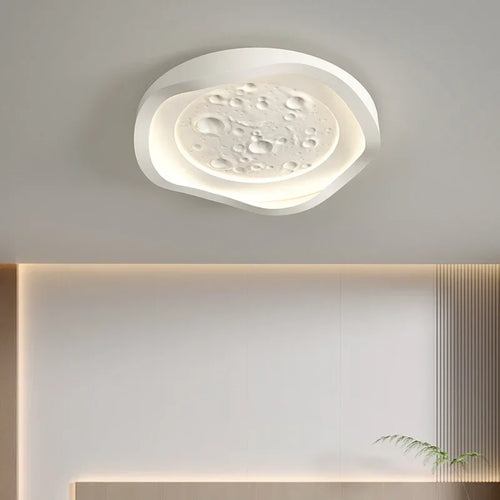plafonnier led moderne en résine forme cratère de lune décoratif - vue 3 sur 9