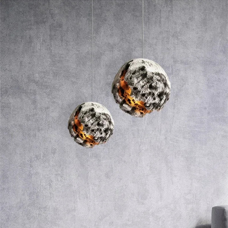 Wabi Sabi LED Suspension Lustre Éclairage Rétro Irrégulier Planète Lumières Restaurant Hall D'exposition Bar Décor Art Lampes Suspendues