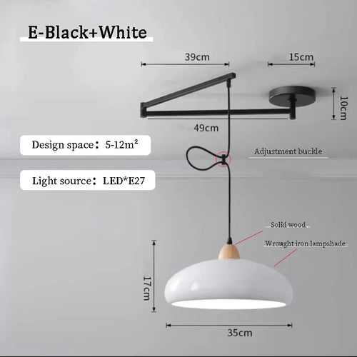 Lustres à bascule de Table à manger modernes LED peuvent être déplacés lampes à long poteau nordique Simple télescopique pliant lustre à bras Long - vue 16 sur 22
