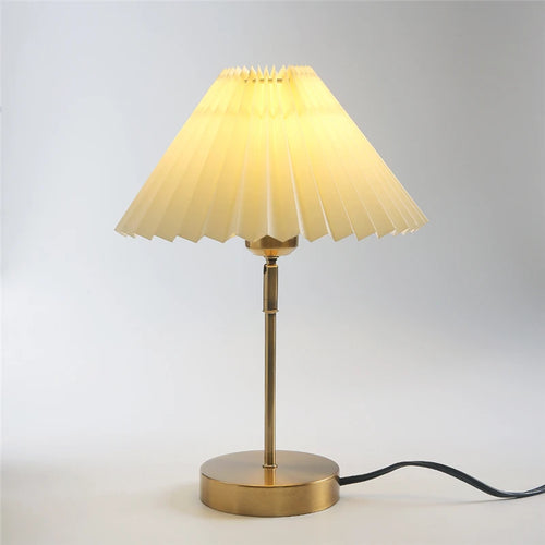 lampadaire rétro avec abat-jour plissé éclairage décoratif polyvalent - vue 3 sur 9