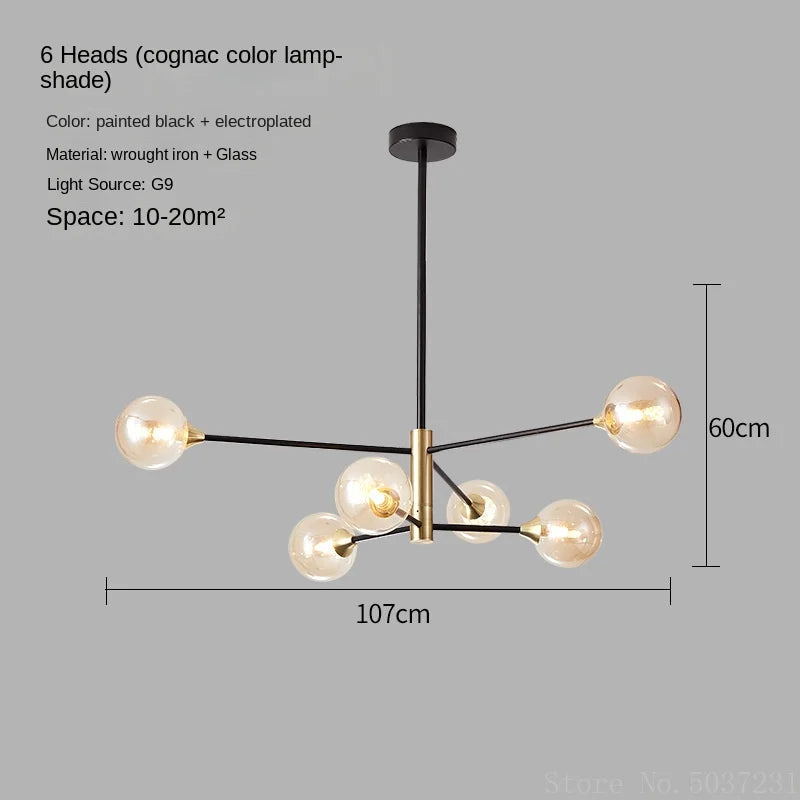 lustre moderne en forme de haricot avec éclairage led suspendu - vue 9 sur 16