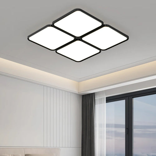 plafonnier led ultra mince moderne à quatre grilles décoratif intérieur - vue 2 sur 14