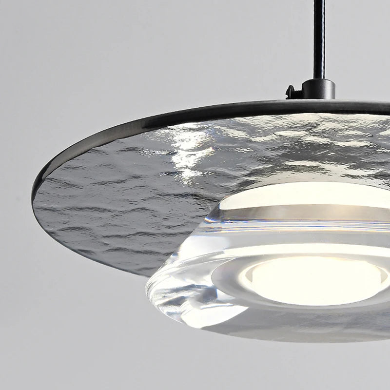 suspension led design moderne en verre et cuivre avec cordon réglable - vue 5 sur 9