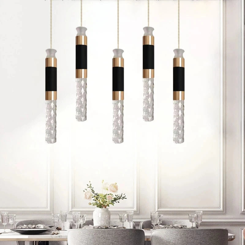 suspension led double sources de lumière en cristal nordique - vue 4 sur 11