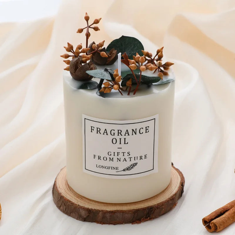 bougies parfumées romantiques en cire de soja avec fleurs séchées - vue 4 sur 10