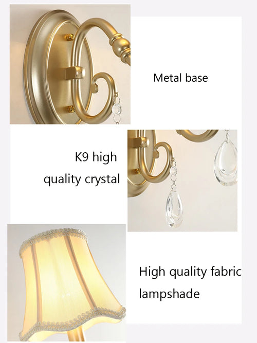 applique murale en cristal et tissu style rural américain pour hôtel - vue 7 sur 6