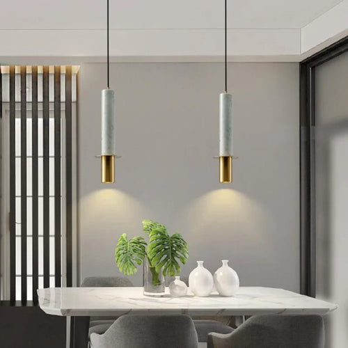 Marbre LED lustre lampe moderne abat-jour en métal suspension pour chambre chevet salon maison intérieur décor plafonnier - vue 3 sur 11
