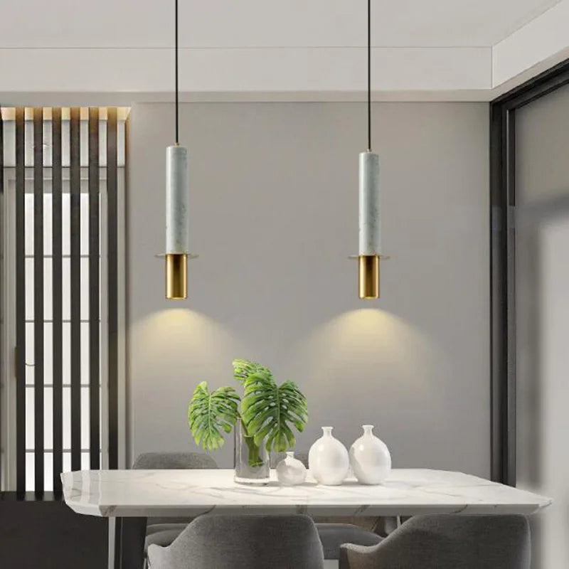 Marbre LED lustre lampe moderne abat-jour en métal suspension pour chambre chevet salon maison intérieur décor plafonnier - vue 2 sur 11