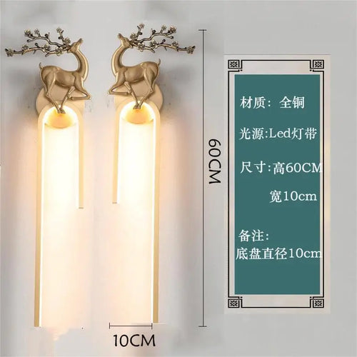 applique murale en cuivre style chinois pour éclairage intérieur - vue 11 sur 15
