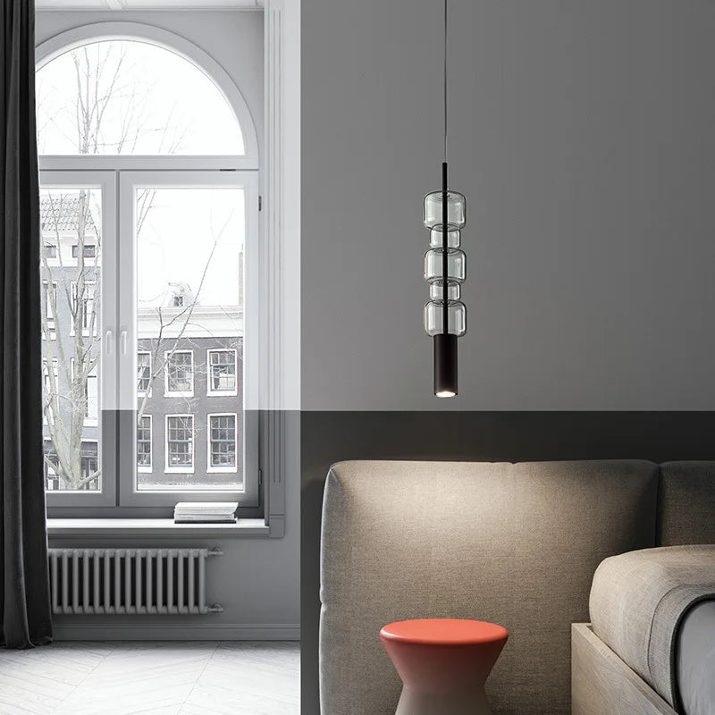 Suspension moderne en verre et métal doré pour divers usages - vue 4 sur 8